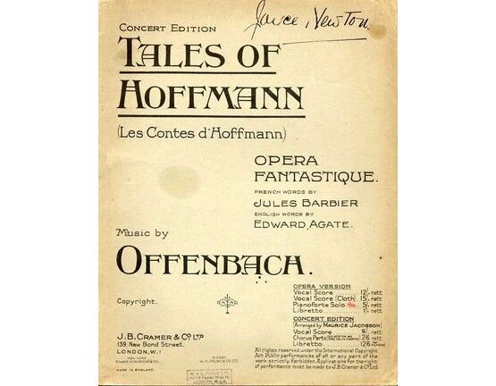 7862 | Tales of Hoffmann (Les Contes d'Hoffmann) - Opera Fantastique - Vocal Score