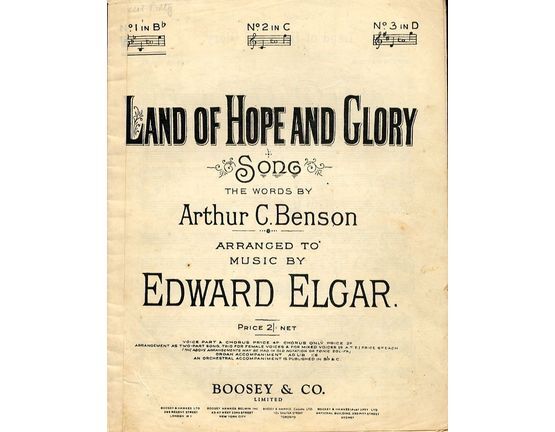 7863 | Land of Hope and Glory - Song - In the Key of B flat major for lower voice