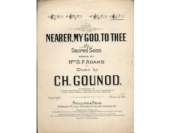 7863 | Nearer My God To Thee - Sacred Song - In the key of C major for high voice