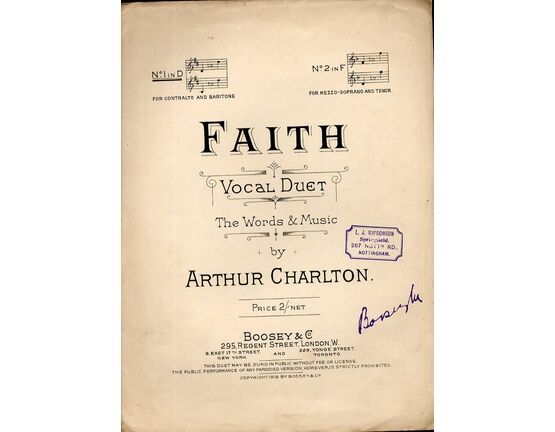 7864 | Faith - Vocal Duet in the Key of D Major for Contralto and Baritone