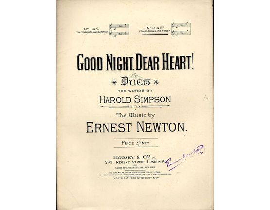 7864 | Good Night, Dear Heart! - Duet No. 2 in E flat for Soprano and Tenor