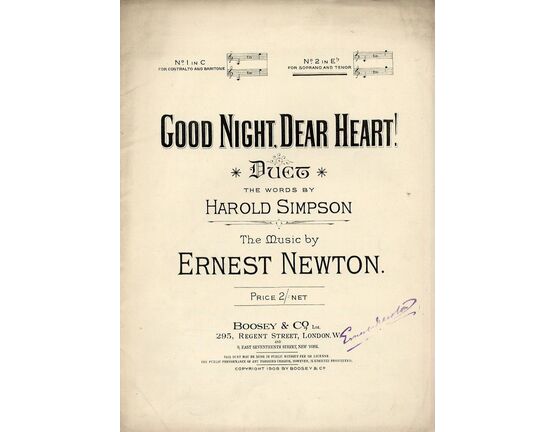7864 | Good Night, Dear Heart! - Duet - No. 2 in key of E flat for Soprano and Tenor