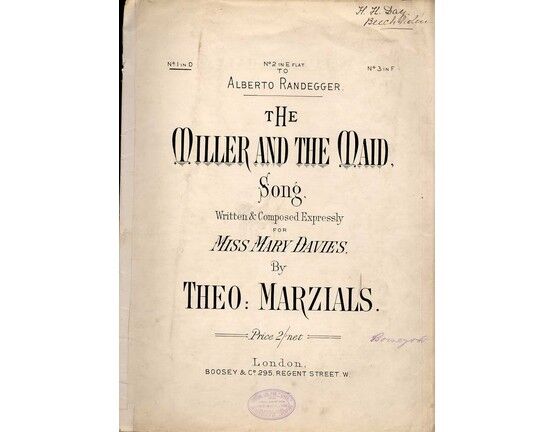 7864 | The Miller and the Maid - Song in the Key of D Major for Low Voice - Written for Miss Mary Davies