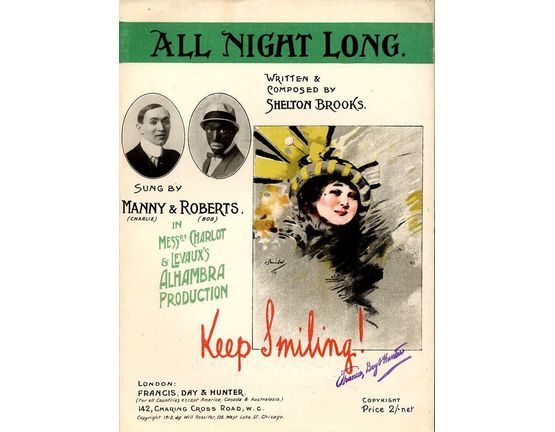 7867 | All Night Long - Sung by (Charlie) Manny and (Bob) Roberts in Messrs Charlot and Levaux's Alhambra production "Keep Smiling!"