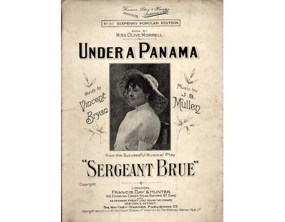 7867 | Under a Panama - Song featuring Miss Olive Morrell in "Sergeant Brue"
