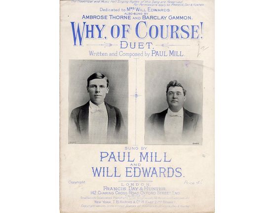 7867 | Why, Of Course! - Duet as Sung by Paul Mill and Will Edwards, also sung by Ambrose Thorne and Barclay Gammon