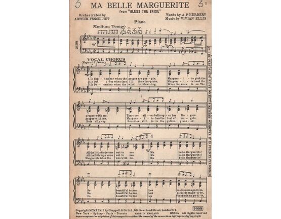 7872 | DANCE BAND with Vocals:-  Ma Belle Marguerite - From "Bless the Bride"
