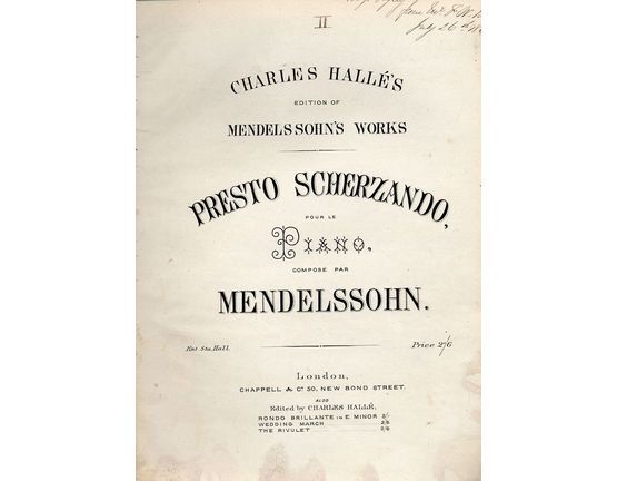 7872 | Presto Scherzando pour le Piano - Charles Halles edition of Mendelssohn's Works