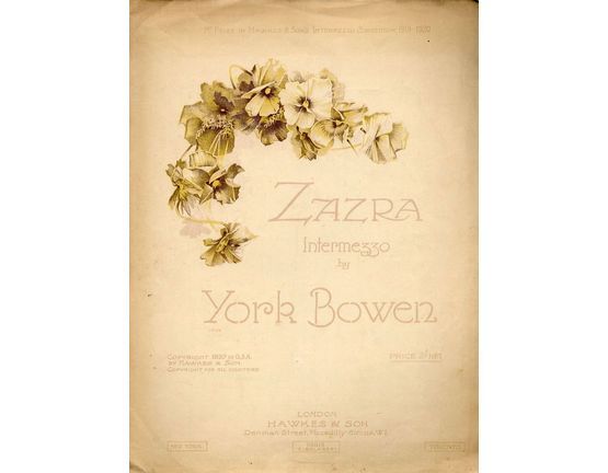 7881 | Zazra - Intermezzo - For Piano Solo - First Prize in Hawkes and Son's Intermezzo Competition 1919-1920
