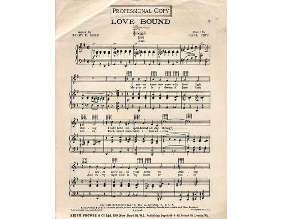 7883 | Love Bound - For Piano and Voice with Banjulele chord symbols - Professional copy