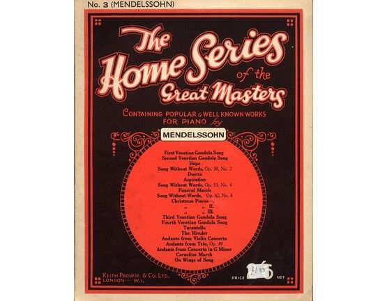 7883 | Mendelssohn - The Home Series of the Great Masters -  No. 3