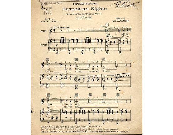 7883 | Neapolitan Nights - For Piano and Voice with Ukulele chord