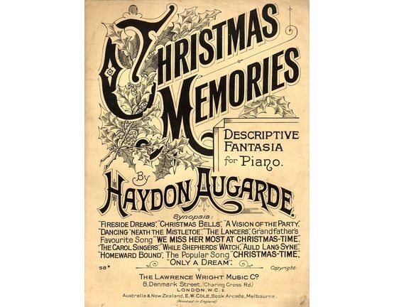 7885 | Christmas Memories - Descriptive Fantasia for Piano - Lawrence Wright Music Co. Edition No. 58