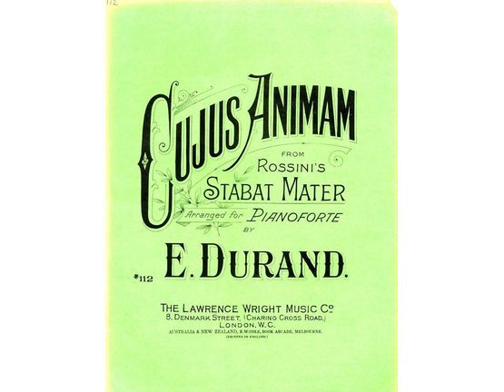 7885 | Cujus Animam - From Rossini's Stabat Mater arranged for Pianoforte - The Lawrence Wright Music Co Edition No. 112