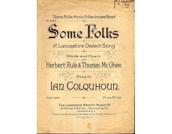 7885 | Some Folks think Folks knows Nowt - Some Folks - A Lancashire Dialect Song
