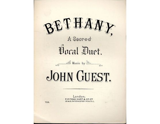 7893 | Bethany - A Sacred Vocal Duet - Pitman & Hart Edition No. 759