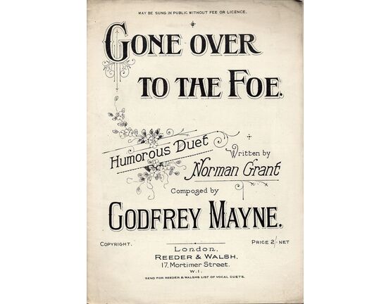 7900 | Gone over to the Foe - Humorous Duet - For Tenor and Bass with Piano accompaniment