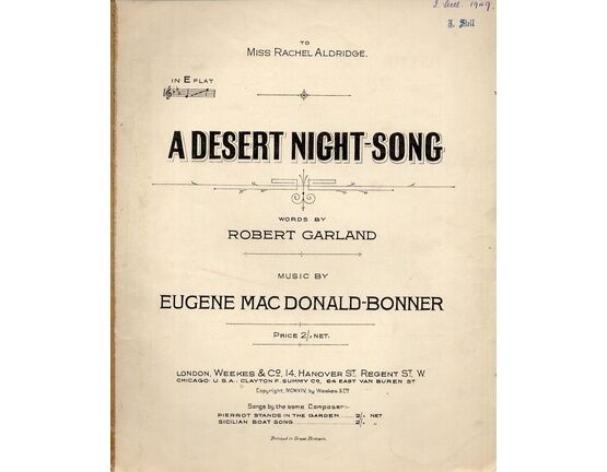7903 | A Desert Night - Song - In the Key of E Flat for Medium Voice