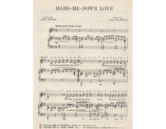 7908 | Hand-Me-Down Love - Song - Piano and Voice - Professional Copy