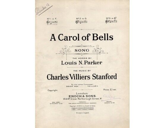 7943 | A Carol of Bells - Song in the key of F major for Low Voice