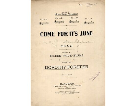 7944 | Come For It's June - Song in the Key of E flat major Sung by Miss Ruth Vincent
