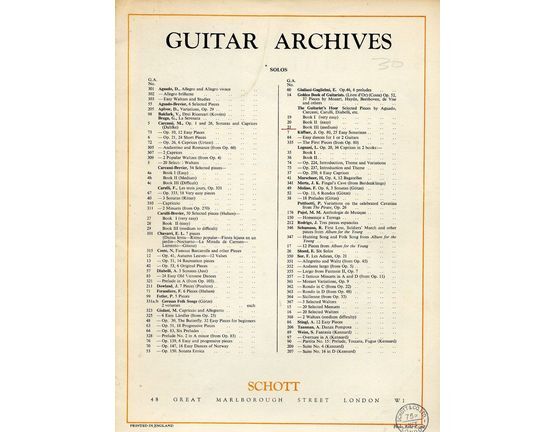 7947 | Guitar Archives Edition Andres Segovia - G. A. No. 21 - The Guitarist's Hour: selected pieces book 3