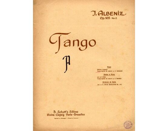 7947 | Tango A - for Piano - Transcription de concert par L Godowsky - Op. 165 - No. 2