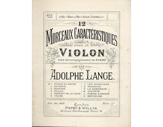 7954 | 12 Morceaux Caracteristiques - Meneut De La Cour  - No. 5 - for Violin and Piano
