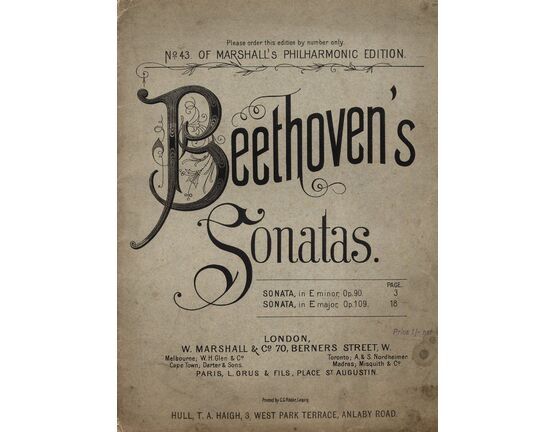 7957 | Beethoven's Sonatas - No. 43 of Marshall's Philharmonic Edition