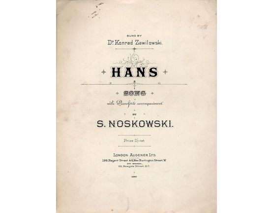 7959 | Hans - For Piano and Voice - English and German Lyrics - Sung by Dr Konrad Zawilowski
