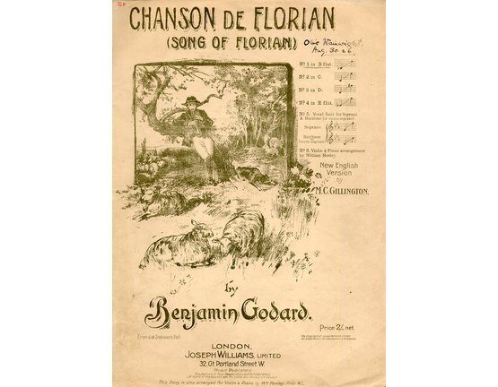7964 | Chanson De Florian (Song of Florian) - Song in the key of B flat Major for Low Voice