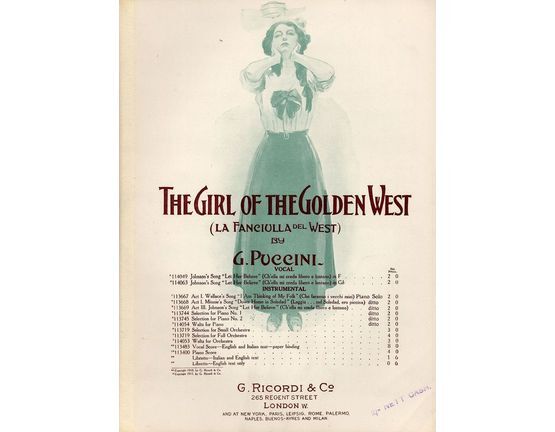 7966 | The Girl of the Golden West (La Fanciulla del West) - Waltz on themes from Puccinis Opera - For Piano Solo