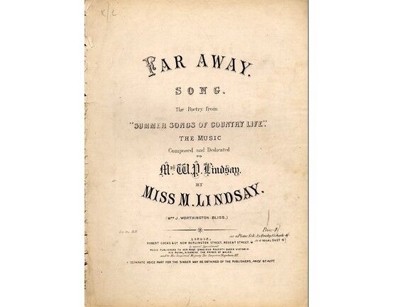 7970 | Far Away - Song from the Poetry "Summer Songs of Country Life" - Dedicated to Mrs. W. P. Lindsay