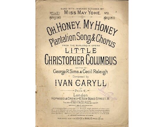 7993 | Oh Honey My Honey - Plantation Song from "Little Christopher Columbus" in the key of E flat major