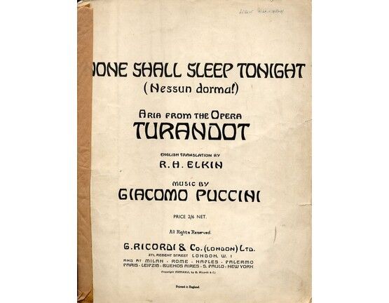8001 | None shall sleep tonight (Nessun Dorma) - Aria from the opera Turandot
