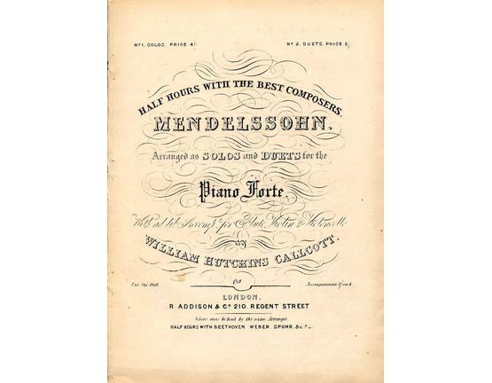 8012 | Mendelssohn - Half Hours with the best composers Series - Arranged as Solos and Duets for the Pianoforte