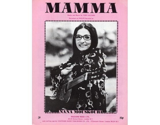 8047 | Mamma - Recorded on Philips records by Nana Mouskouri - For Piano and Voice with chord symbols