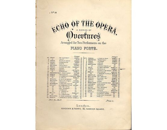 8049 | Overture to Auber's opera Masaniello - Arranged for two performers on the Pianoforte - Echo of the Opera series of overtures No. 16