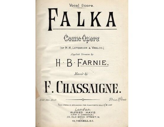 8056 | Falka - Comic Opera - Vocal Score in English