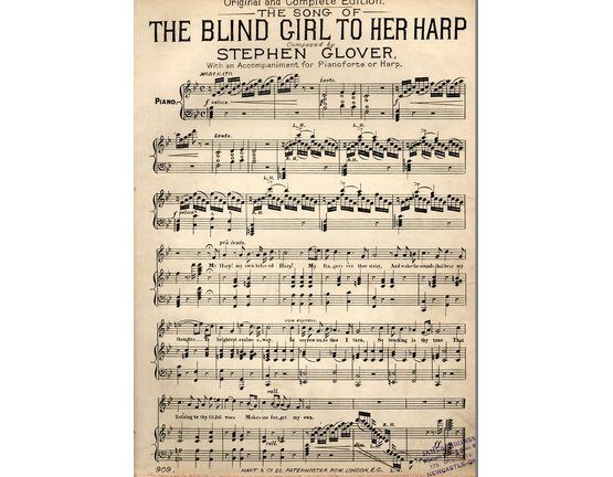8057 | The Song of The Blind Girl to Her Harp  - with an accompaniment for the pianoforte or harp