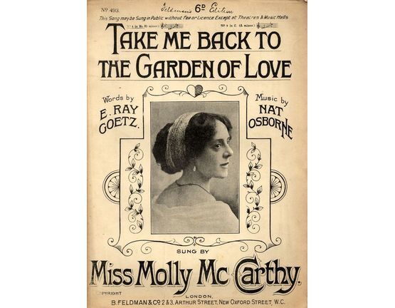 8068 | Take me back to the garden of love -  Song in the key of B flat major for Low voice - Sung by Miss Molly McCarthy