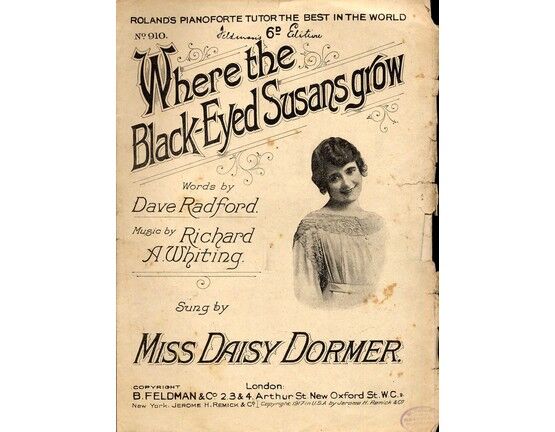 8068 | Where The Black Eyed Susans Grow - Song -  Miss Daisy Dormer