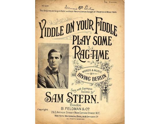 8068 | Yiddle on Your Fiddle, Play Some Ragtime - Sung by Sam Stern - No. 437 Feldman's 6 D Edition
