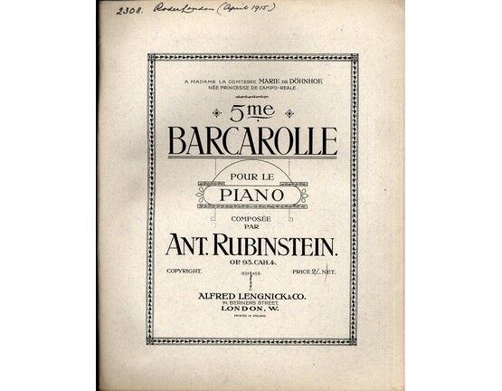 8069 | 5me Barcarolle - For Piano - Op. 93, CAH. 4