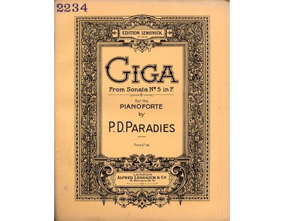 8069 | Giga - from Sonata No. 5 in F - for Piano - Edition Lengnick No. 2234