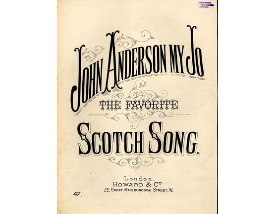 8074 | John Anderson My Jo - The Favourite Scotch Song - Howard & Co edition No. 47