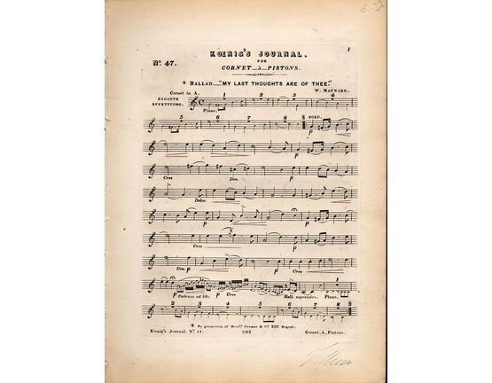 8116 | Koenigs Journal - No. 47 - For Cornet a Pistons/Piano