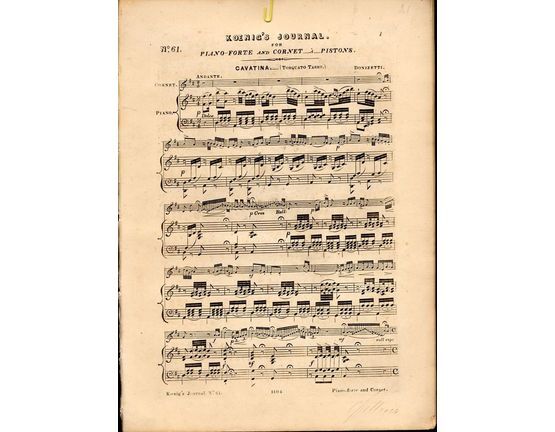 8116 | Koenigs Journal - No. 61 - For Cornet a Pistons/Piano