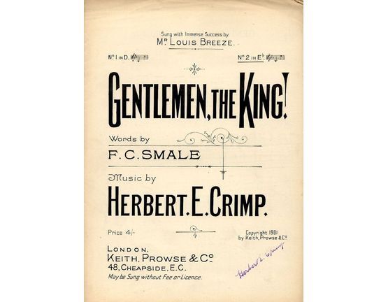 8125 | Gentlemen, The King - Song - In the key of E flat major for high voice