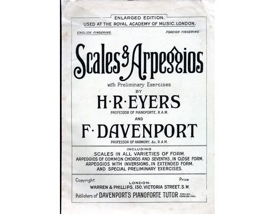 8137 | Scales & Arpeggios with Preliminary Exercises - English Fingering - Enlarged Edition used at the Royal Academy of Music London